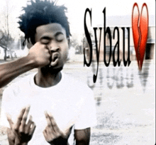 a man is being punched in the face by someone with sybau written on it