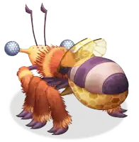 a cartoon drawing of a bee with a honeycomb body