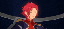 a cartoon character with red hair is wearing a blue jacket