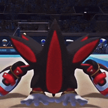 shadow the hedgehog from the video game sonic the hedgehog is standing on a gymnastics mat