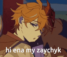 a cartoon of a man with the words hi ena my zaychyk written on it