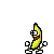 a pixel art drawing of a banana with arms and legs