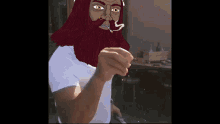 a drawing of a man with a beard smoking a cigarette