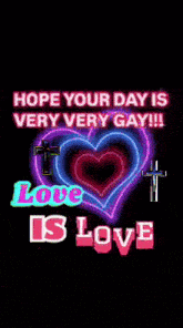 a colorful heart with the words hope your day is very very gay