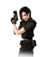 a woman holding a gun with the letter x on it