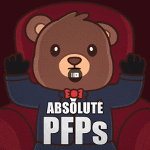 a teddy bear wearing a blue shirt that says absolute pfps
