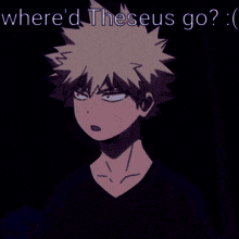 a cartoon of a boy with the words " where 'd theseus go " above him