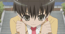 a cartoon of a boy with a cat ear and a tie