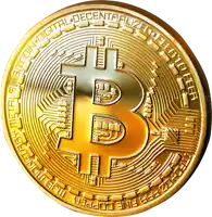 a close up of a gold coin with the letter b on it