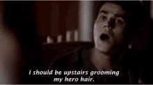 Grooming My Hero Hair Stefan GIF - Grooming My Hero Hair Stefan Tvd GIFs