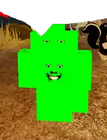 a green block with a face on it in a video game