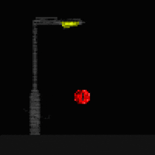 a pixel art of a yellow triangle with a red heart in the middle