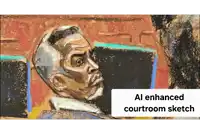 a drawing of a man with the words " al enhanced courtroom sketch " on the bottom