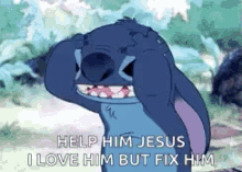 Stitch Frustration GIF - Stitch Frustration Help Him Jesus GIFs