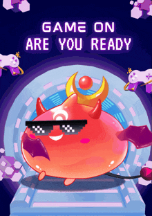 a game on are you ready poster with a devil wearing sunglasses and horns