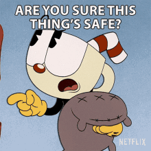 Are You Sure This Things Safe Cuphead GIF - Are You Sure This Things Safe Cuphead The Cuphead Show GIFs