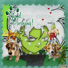 a picture of dragon ball z characters with the words good morning on it