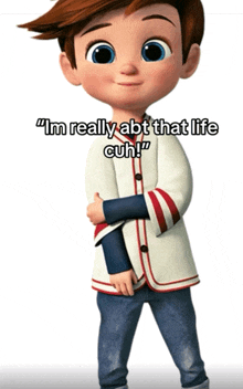 a cartoon boy with the words " i 'm really abt that life cuh " on the bottom