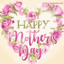 a happy mother 's day greeting card with pink roses in the shape of a heart