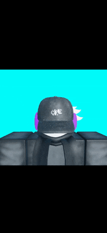 a cartoon character wearing headphones and a hat has a sad face