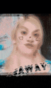 a pixelated image of a girl with the word saway on the bottom