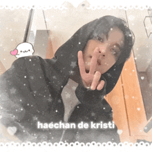 a picture of a person with the words haechan de kristi