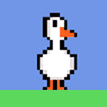 a pixel art of a goose with its wings spread