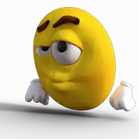 a yellow cartoon smiley face with a serious look on his face