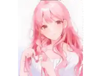 a drawing of a girl with long pink hair and a braid