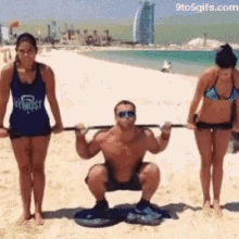 weightlifting girls beach