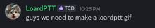 a message from loardptt tcd at 10:25 pm