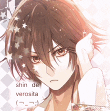 a drawing of a boy with the name shin de verosita on the bottom