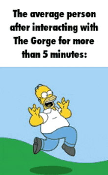 the average person after interacting with the gorge for more than 5 minutes .