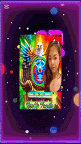 a picture of a girl with an eagle and the words rise up family on the bottom
