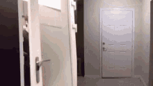 a white door is open in a hallway .