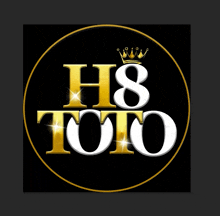 a logo for h8 toto with a crown in the center