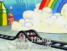 a cartoon of a roller coaster with the words mas jtrain mas jtrain on it