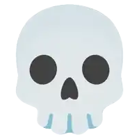 a cartoon drawing of a broken skull with the letter r visible