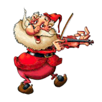 a cartoon of santa claus playing a violin