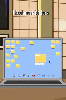 a laptop with a new folder on the screen