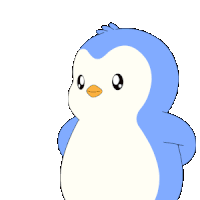 a blue and white penguin is holding a diamond ring