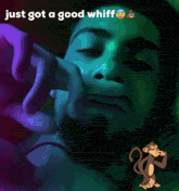 a picture of a man with the words just got a good whiff on top