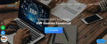 a laptop computer is open to a page that says software para empresas erp gestion comercial