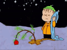 Linus Levanta Arbol De Navidad Triste GIF - Feliz Navidad Charlie Brown Arbol De Navidad GIFs