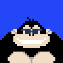 a pixel art of a monkey with sunglasses on