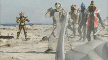 a man in a superhero costume is standing in the desert