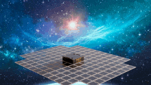 a satellite with the letters ps1 on it is floating in space