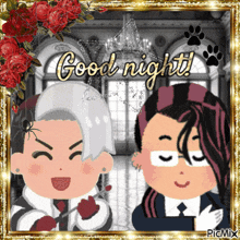 a picture of two cartoon characters with the words good night on it