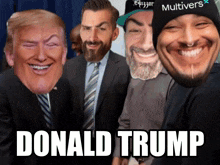a group of men with donald trump 's face on them