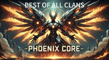 a poster for phoenix core shows a robot with wings